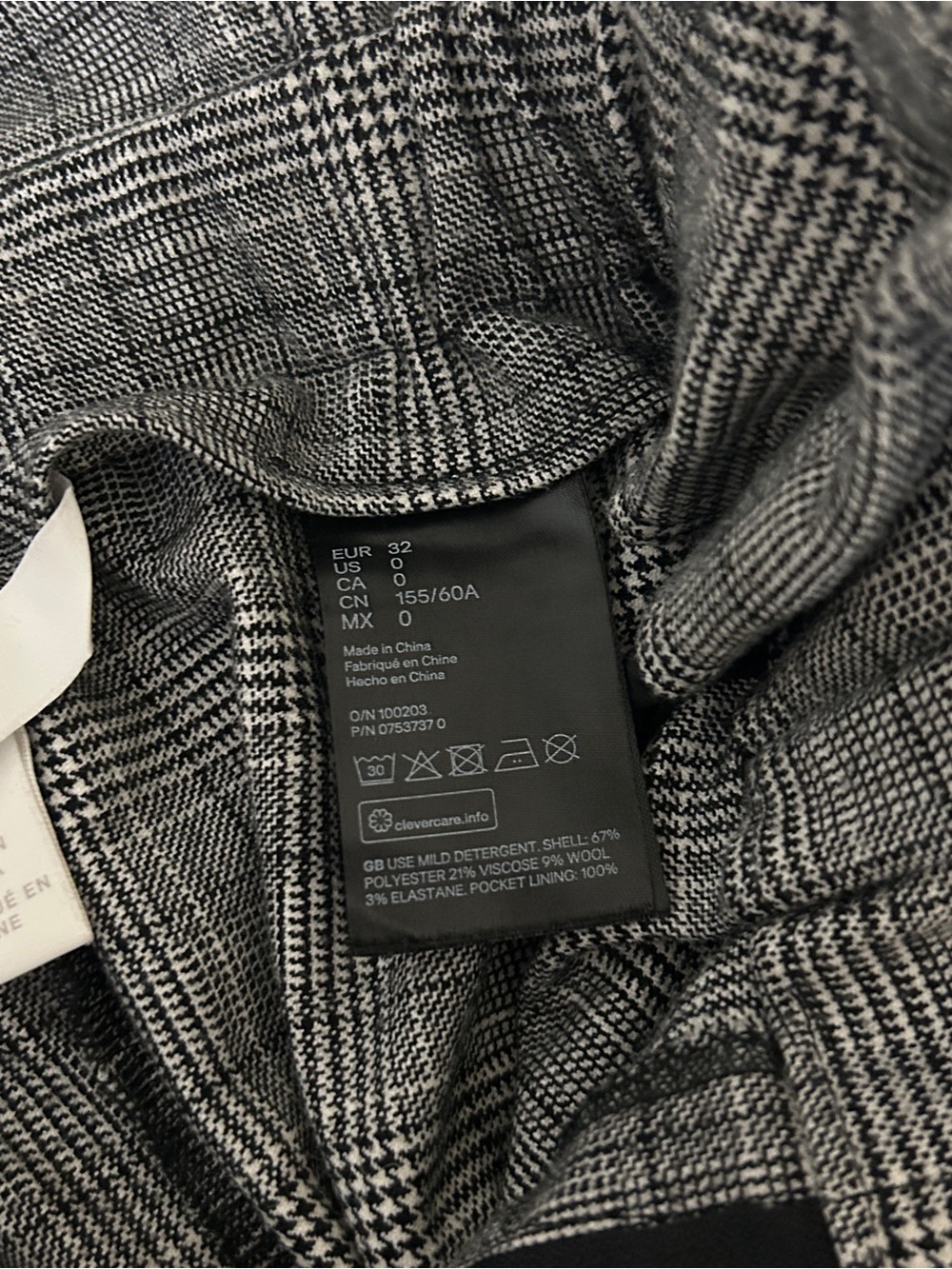 H&M Gray Plaid Paperbag Waist Straight Leg Trousers - Picture 3 of 4